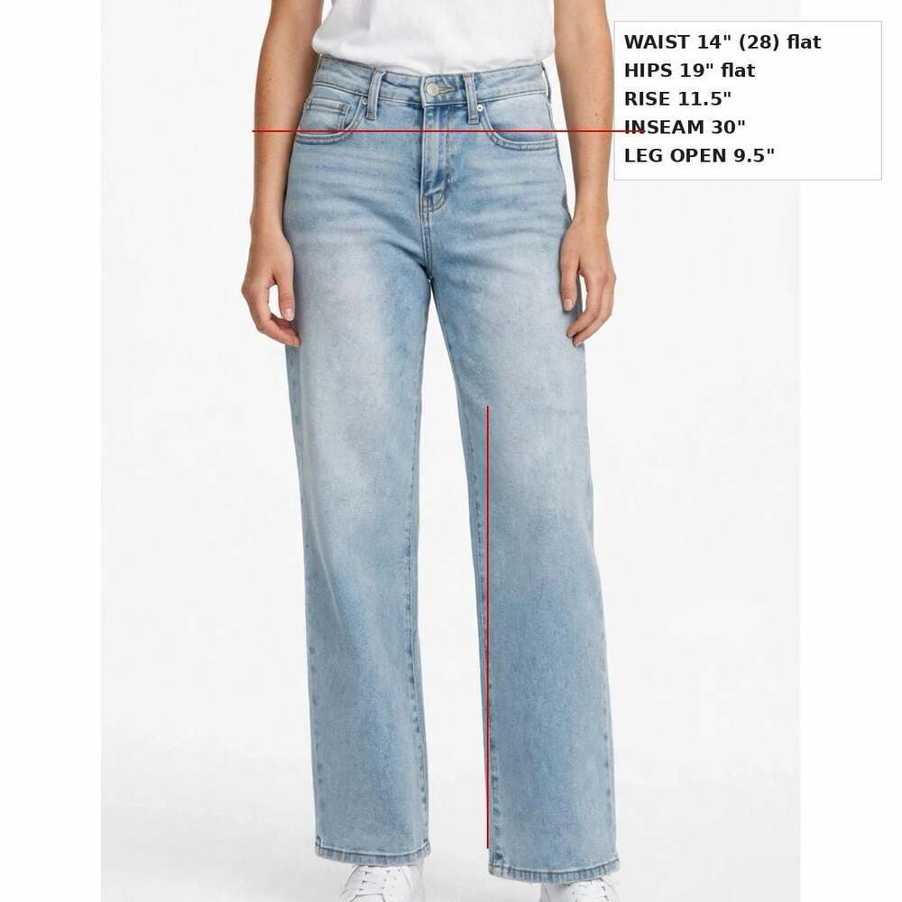 Light Wash Wide Leg Jeans Straight Baggy Clean No Distressing - Size M / 28 - Picture 2 of 7
